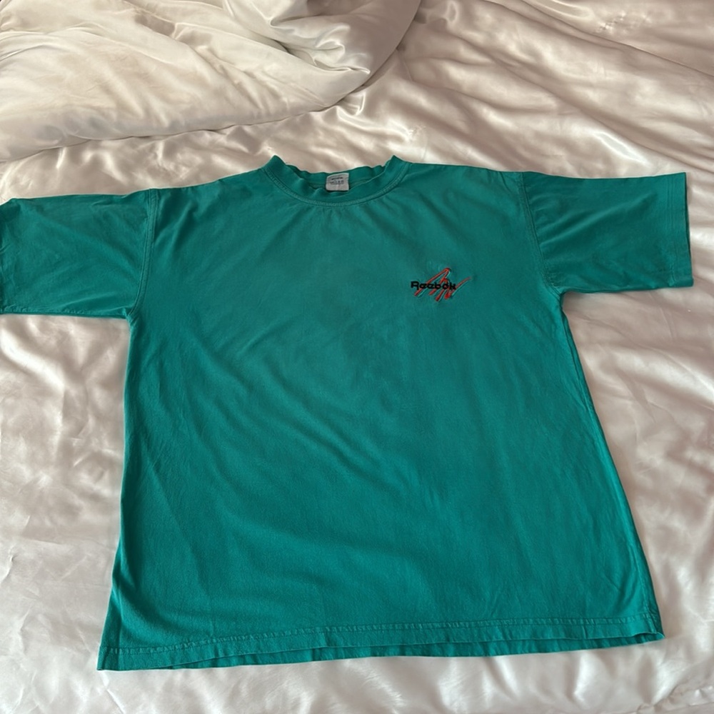 Vintage Reebok Teal Oversized Short Sleeve T Shirt Size XL